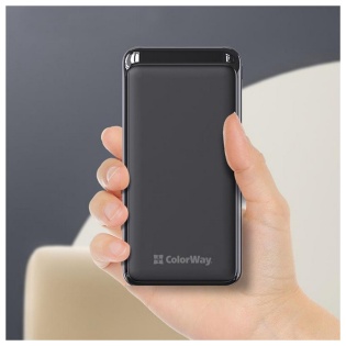 Універсальна мобільна батарея ColorWay Slim 20000mAh Black (CW-PB200LPG3BK-PD)