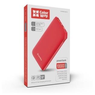 Универсальная мобильная батарея ColorWay Soft Touch 10000mAh Red (CW-PB100LPE3RD-PD)