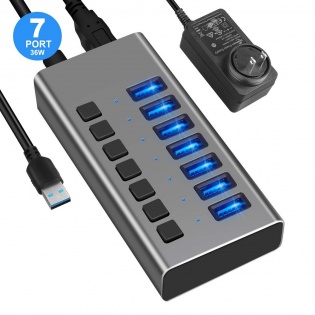 USB hub Acasis H707 на 7 портів USB 3.0 (Сірий)