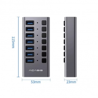 USB hub Acasis H707 на 7 портів USB 3.0 (Сірий)