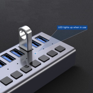 USB hub Acasis H707 на 7 портів USB 3.0 (Сірий)