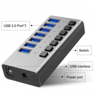 USB hub Acasis H707 на 7 портов USB 3.0 (Серый)