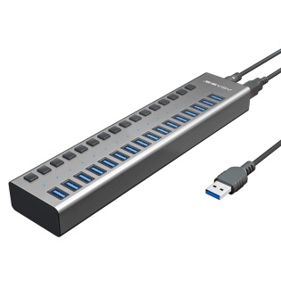 USB hub Acasis H716 iз блоком живлення (Срiблястий)