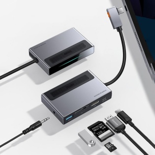 USB hub Type-C 6-in-1 Baseus Metal Gleam CAHUB-DA0G з HDMI 4K картридером та зарядкою 100Вт (Сiрий)
