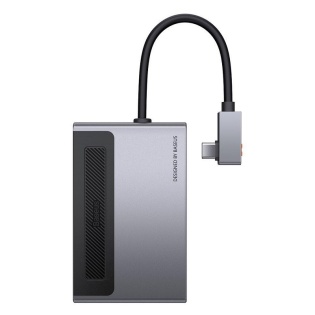 USB hub Type-C 6-in-1 Baseus Metal Gleam CAHUB-DA0G з HDMI 4K картридером та зарядкою 100Вт (Сiрий)