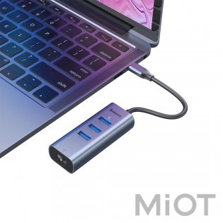 USB Baseus Enjoy Series HUB адаптер Type-C на USB 3.0*3/LAN*1 RJ45