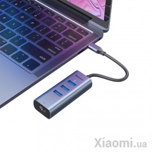 USB Baseus Enjoy Series HUB адаптер Type-C на USB 3.0*3/LAN*1 RJ45