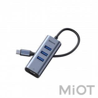 USB Baseus Enjoy Series HUB адаптер Type-C на USB 3.0*3/LAN*1 RJ45