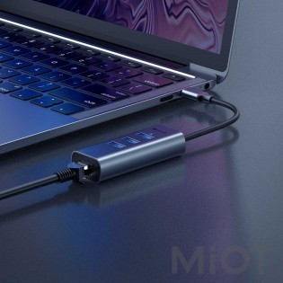 USB Baseus Enjoy Series HUB адаптер Type-C на USB 3.0*3/LAN*1 RJ45