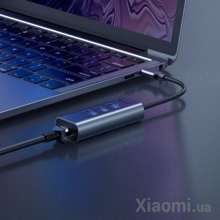 USB Baseus Enjoy Series HUB адаптер Type-C на USB 3.0*3/LAN*1 RJ45