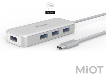 USB-хаб PowerPlant ORICO Type-C - 4xUSB 3.0 TC4U-U3-SV-BP (CA912766)