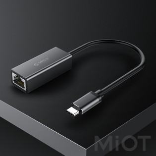 Адаптер USB Type-C Ethernet PowerPlant ORICO XC-R45-V1-BK-BP (CA912773)