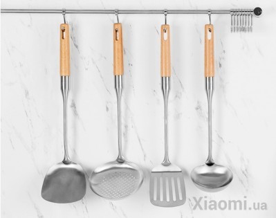 Лопатка для жарки Xiaomi Yi wu yi shi Beech handle stainless steel shovel spoon (6970936350132)