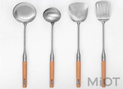 Набір кухонного приладдя Xiaomi Yi wu yi shi Beech handle stainless steel shovel spoon SET 4 pcs