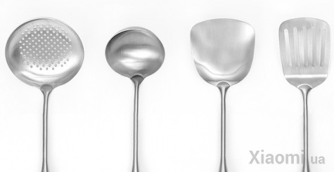 Набор кухонных принадлежностей Xiaomi Yi wu yi shi Beech handle stainless steel shovel spoon SET 4 pcs