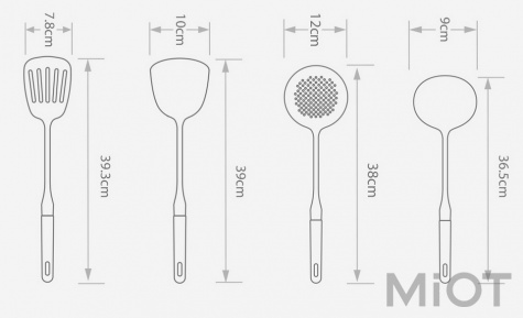 Набір кухонного приладдя Xiaomi Yi wu yi shi Beech handle stainless steel shovel spoon SET 4 pcs