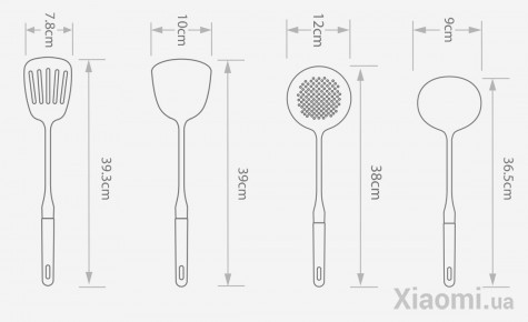 Набор кухонных принадлежностей Xiaomi Yi wu yi shi Beech handle stainless steel shovel spoon SET 4 pcs