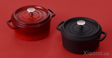 Кастрюля чугунная  Xiaomi Yi wu yi shi Classic enamel pot  22 см Red
