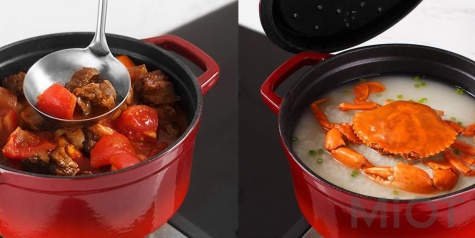 Каструля чавунна  Xiaomi Yi wu yi shi Classic enamel pot  22 см Red