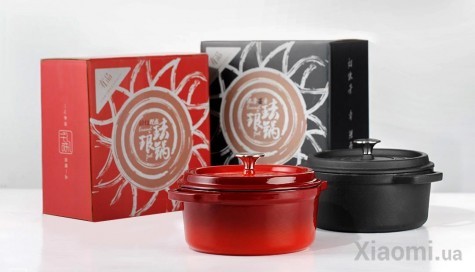 Кастрюля чугунная  Xiaomi Yi wu yi shi Classic enamel pot  22 см Red