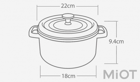 Каструля чавунна  Xiaomi Yi wu yi shi Classic enamel pot  22 см Red