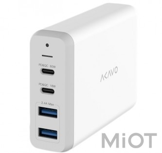 Багатопортовий зарядний пристрій Xiaomi AKAVO Power Delivery 75W