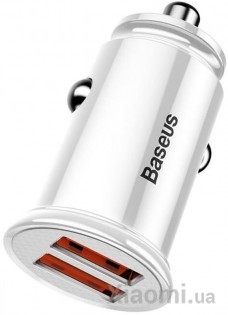 Автомобильное зарядное устройство Xiaomi Baseus Car Charger Mini Quick Charge 3.0 2xUSB White (CCALL-YD02)