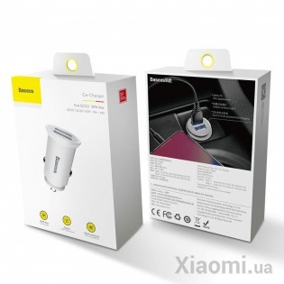 Автомобильное зарядное устройство Xiaomi Baseus Car Charger Mini Quick Charge 3.0 2xUSB White (CCALL-YD02)