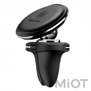 Автотримач для смартфона магнітний Xiaomi Baseus Magnetic Air Vent Car Mount With Cable Clip Black SUGX-A01