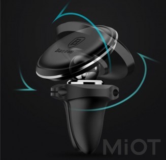 Автотримач для смартфона магнітний Xiaomi Baseus Magnetic Air Vent Car Mount With Cable Clip Black SUGX-A01
