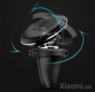 Автодержатель для смартфона магнитный Xiaomi Baseus Magnetic Air Vent Car Mount With Cable Clip Black SUGX-A01