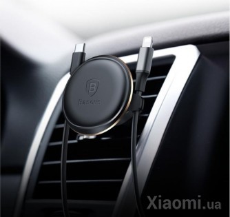 Автодержатель для смартфона магнитный Xiaomi Baseus Magnetic Air Vent Car Mount With Cable Clip Black SUGX-A01