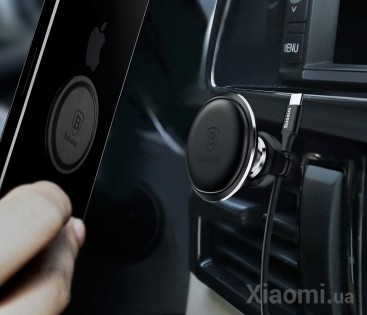 Автодержатель для смартфона магнитный Xiaomi Baseus Magnetic Air Vent Car Mount With Cable Clip Black SUGX-A01