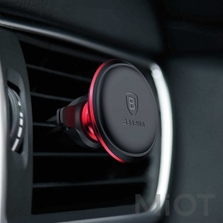 Автотримач для смартфона магнітний Xiaomi Baseus Magnetic Air Vent Car Mount With Cable Clip Red SUGX-A01