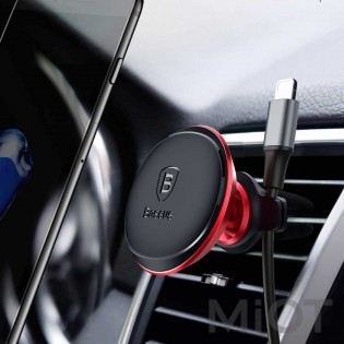 Автотримач для смартфона магнітний Xiaomi Baseus Magnetic Air Vent Car Mount With Cable Clip Red SUGX-A01