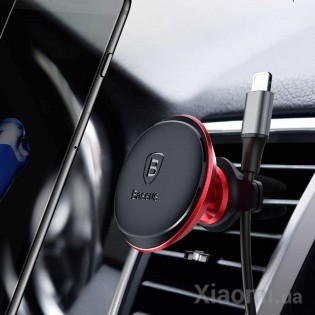 Автодержатель для смартфона магнитный Xiaomi Baseus Magnetic Air Vent Car Mount With Cable Clip Red SUGX-A01
