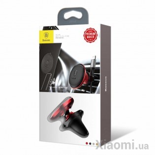 Автодержатель для смартфона магнитный Xiaomi Baseus Magnetic Air Vent Car Mount With Cable Clip Red SUGX-A01