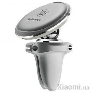 Автодержатель для смартфона магнитный Xiaomi Baseus Magnetic Air Vent Car Mount With Cable Clip Silver SUGX-A01
