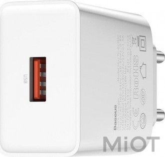 Мережевий зарядний пристрій Xiaomi Baseus Speed Mini Single U QC 18W White (CCFS-W02)