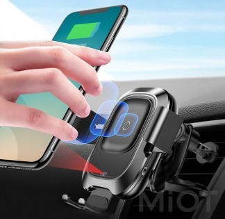 Автотримач для смартфона Xiaomi Baseus Wireless Charger Smart Vehicle Holder (WXZN-01) Black