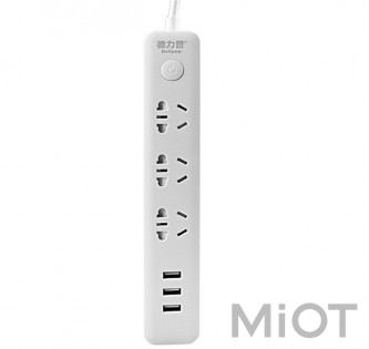 Подовжувач Xiaomi Delipow Power Strip (3 розетки; 3 USB) 1.8m White (DLP-C1133U1,8)