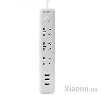 Удлинитель Xiaomi Delipow Power Strip (3 розетки; 3 USB) 1.8m White (DLP-C1133U1,8)