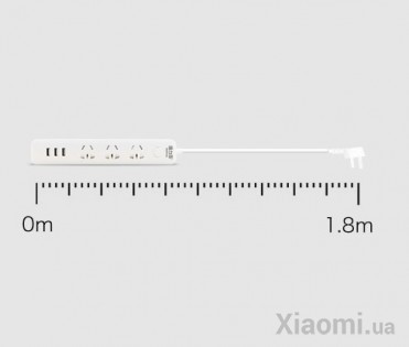 Удлинитель Xiaomi Delipow Power Strip (3 розетки; 3 USB) 1.8m White (DLP-C1133U1,8)