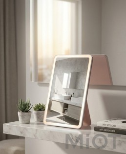 Зеркало для макияжа с подсветкой Xiaomi DOCO Leather case mirror pink (FM001/FM007)