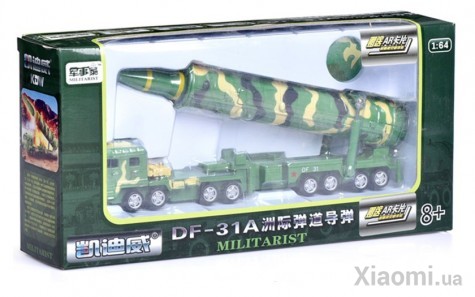 Модель автомобиля с МБР Xiaomi KDW Military simulation alloy car mode 1:64 (DF-31A)