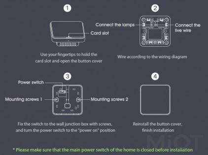 Розумний вимикач Xiaomi Mi Home (Mijia) 2 кнопки White