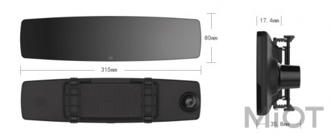 Автомобільний відеореєстратор Xiaomi YI Mirror Dash Camera Black YI-89029 (+ камера заднього виду) (Міжнародна версія)