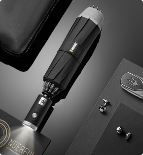 Парасоля складна автоматична з ліхтариком Xiaomi Zuodu (ZD002-LED) Black
