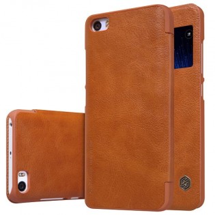 Кожаный чехол книжка  с окошком Nillkin Qin Series Q-LC XM для смартфонов Xiaomi Mi5 Brown