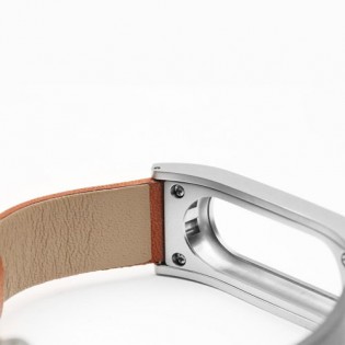Ремешок для браслета Xiaomi Mi Band Leather Red/Silver Лицензия